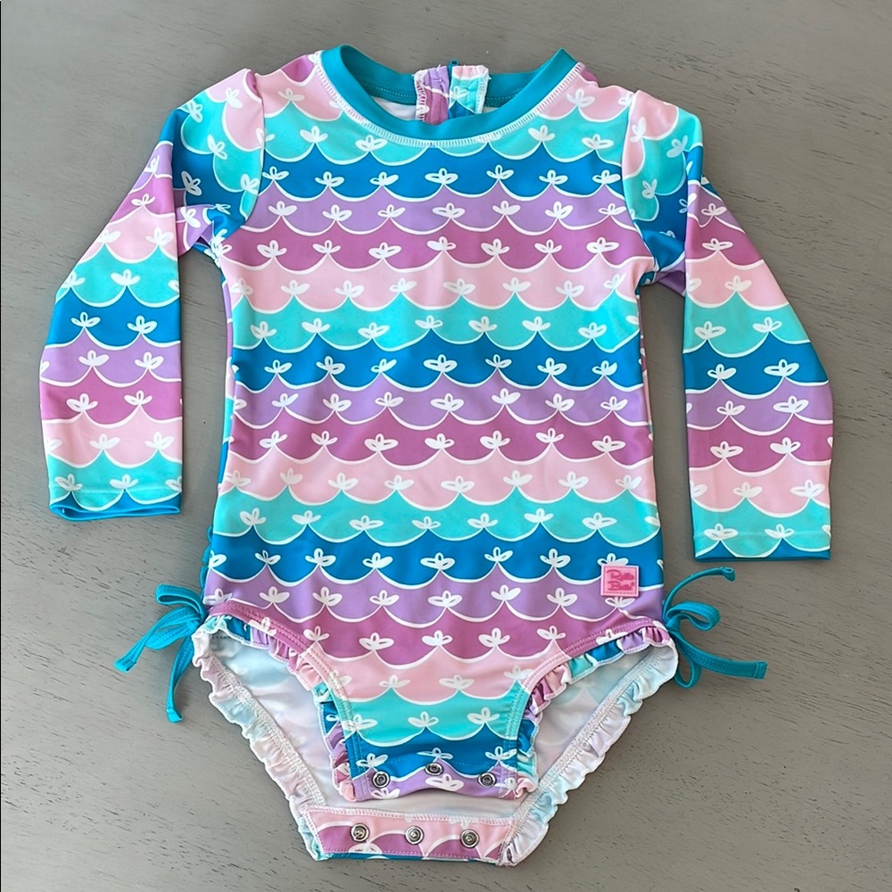 VGUC Mermaid Ruffle Butts Long Sleeve One Piece Rash Guard Swim Suit 2T